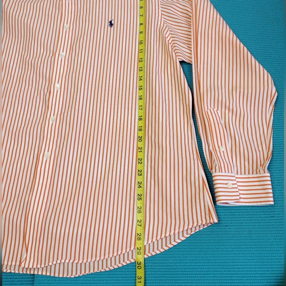 Ralph Lauren 120's 2 Ply Men's Shirt Orange Striped Custom Fit - XXL - Picture 10 of 11